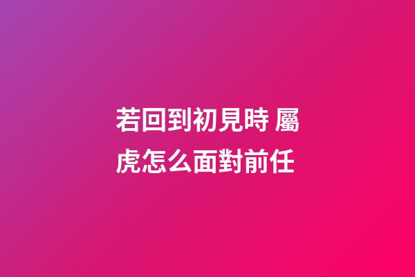 若回到初見時 屬虎怎么面對前任